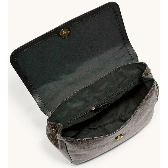 S Fossil Claire Black Brown Signature Flap Backpack SHB2346015 NWT $138 Retail main image 5